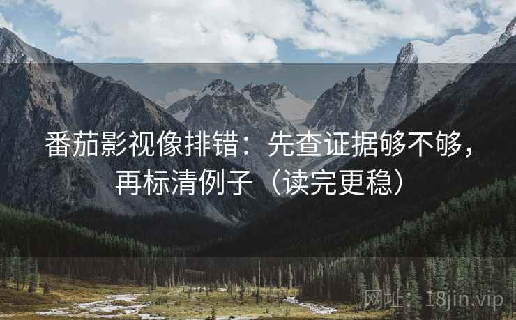 番茄影视像排错：先查证据够不够，再标清例子（读完更稳）